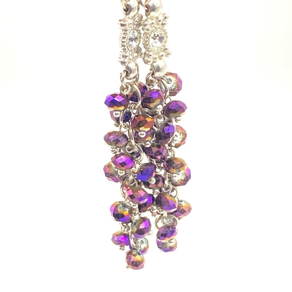 Purple AB Faceted Beads Long Shoulder DusterPierced Earrings - Picture 7 of 9